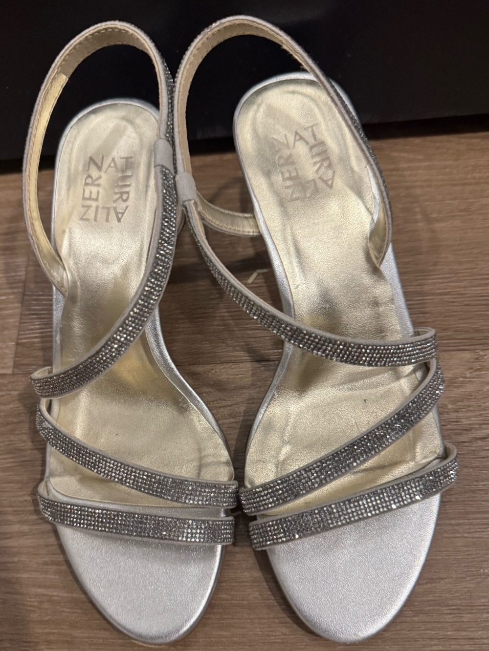 Silver 2 inch Strappy Heels